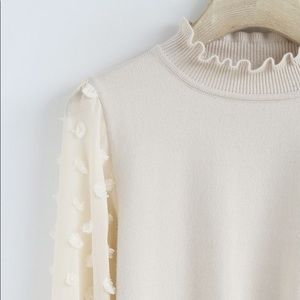 Chicwish IT WILL CHANGE KNIT TOP WITH CHIFFON SLEEVES IN CREAM